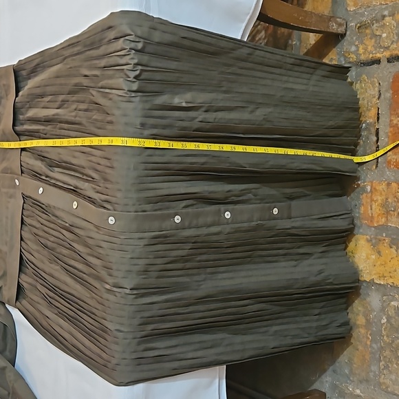 Zara Oversized Olive Pleated maxi dress size Small - Picture 12 of 13